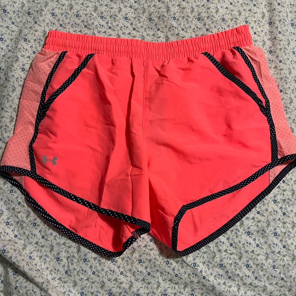 Under Armour Orange and Black Athletic Shorts with Elastic Waistband